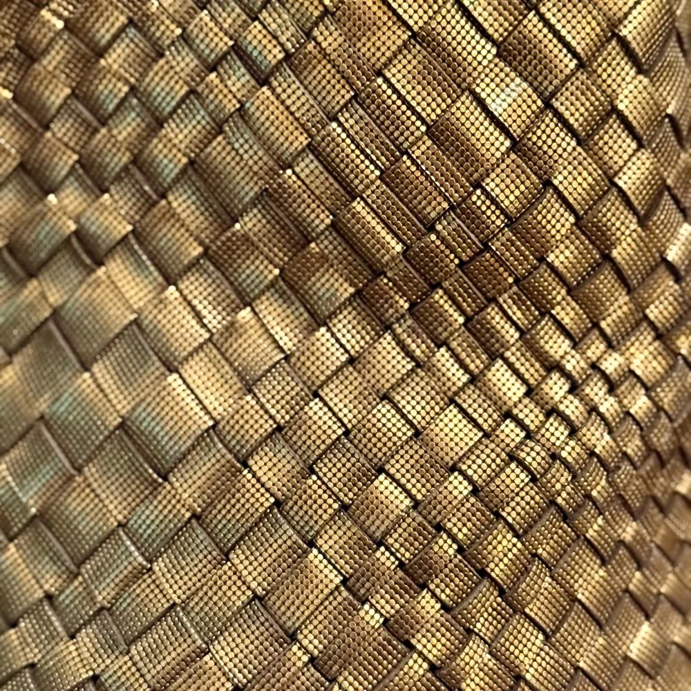 Bronze Woven Genuine Leather Tote Bag. Made in Italy. - Picture 9 of 15